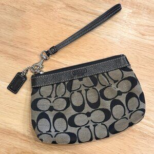 COACH | Vintage Signature C Monogram Mini Wristlet Pouch Black Grey